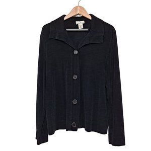 TheTravel Collection Top Women Size PL Velvet Long Sleeve Button Up Black USA